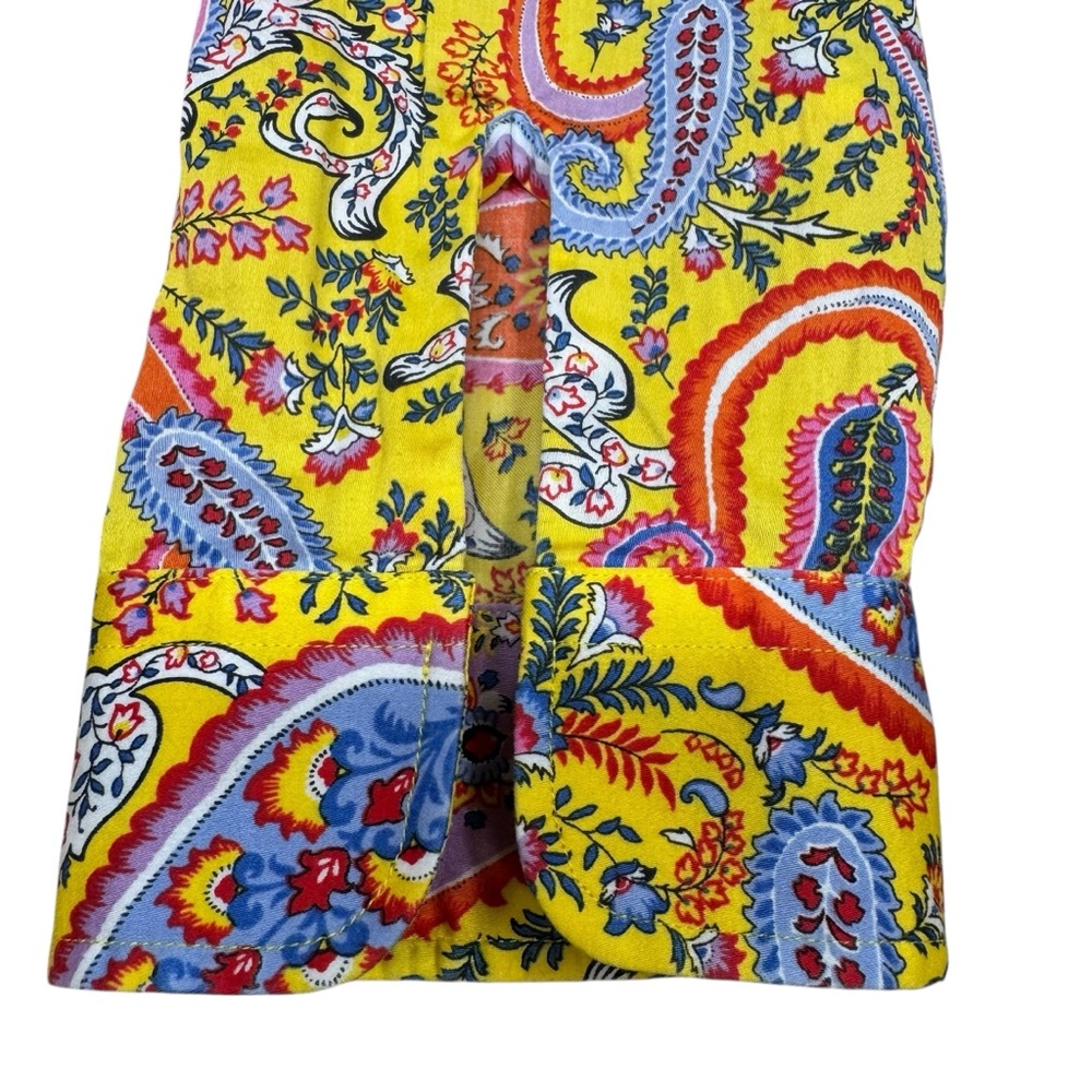 Ralph Lauren Button Down Paisley Shirt Size M Yellow 3/4 Sleeves Preppy - Picture 4 of 11